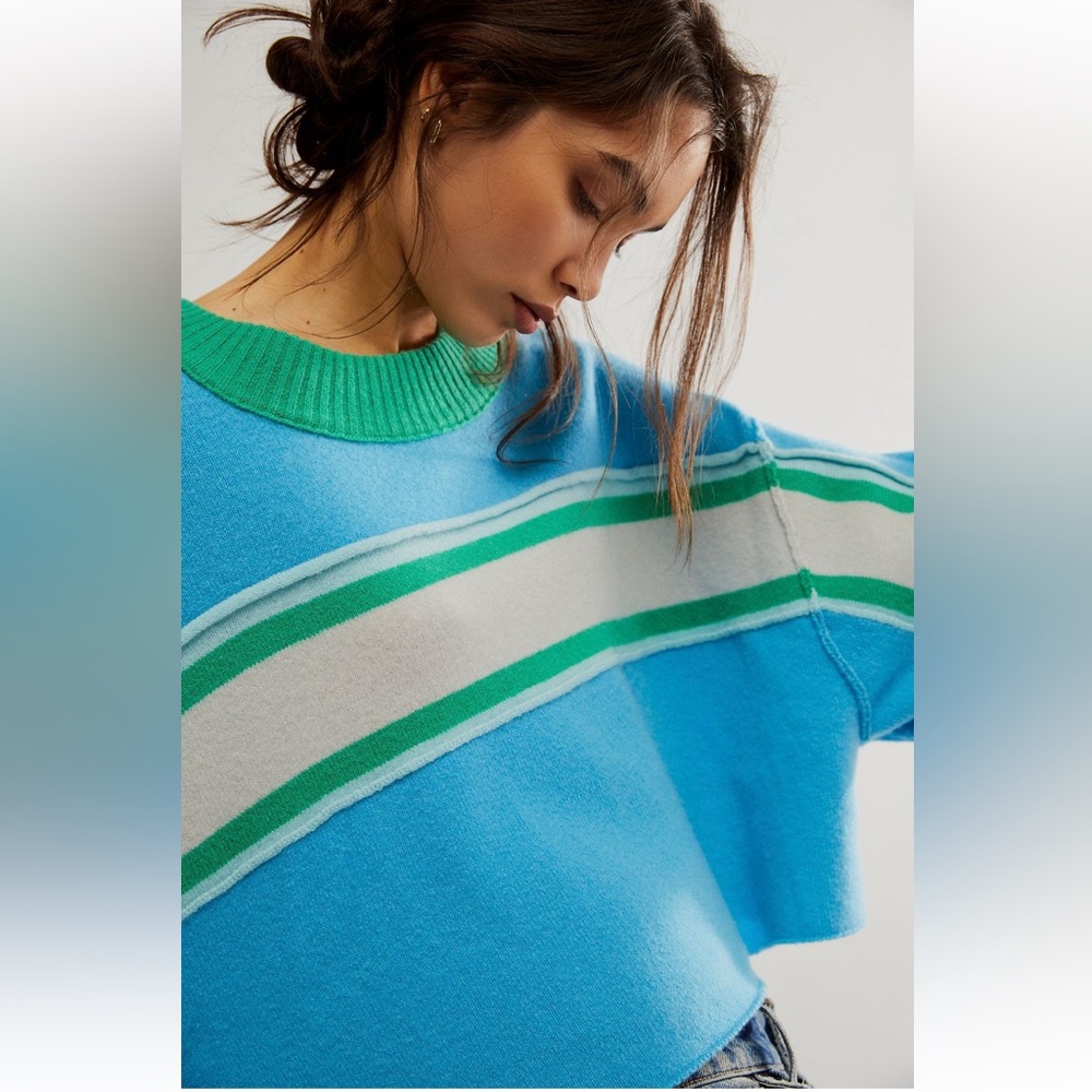 Free People Gianna Cashmere Color Block Pullover Sweater Size XL NWT